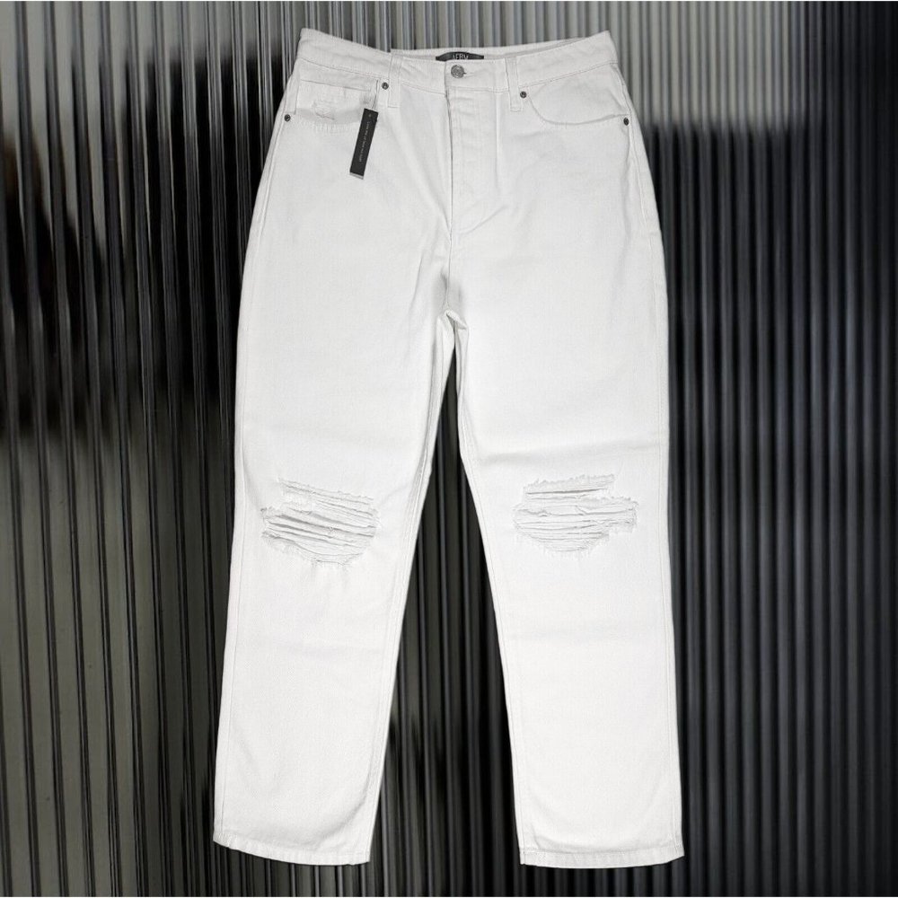AFRM NWT White Dex Boyfriend Relaxed Fit Distressed Jeans Womens sz 28